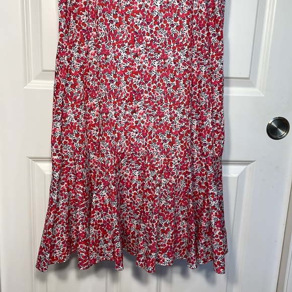 J.Crew Ruffle Hem Midi Dress Sz 0 Tall Liberty of London Floral Wiltshire Berry - Picture 5 of 17